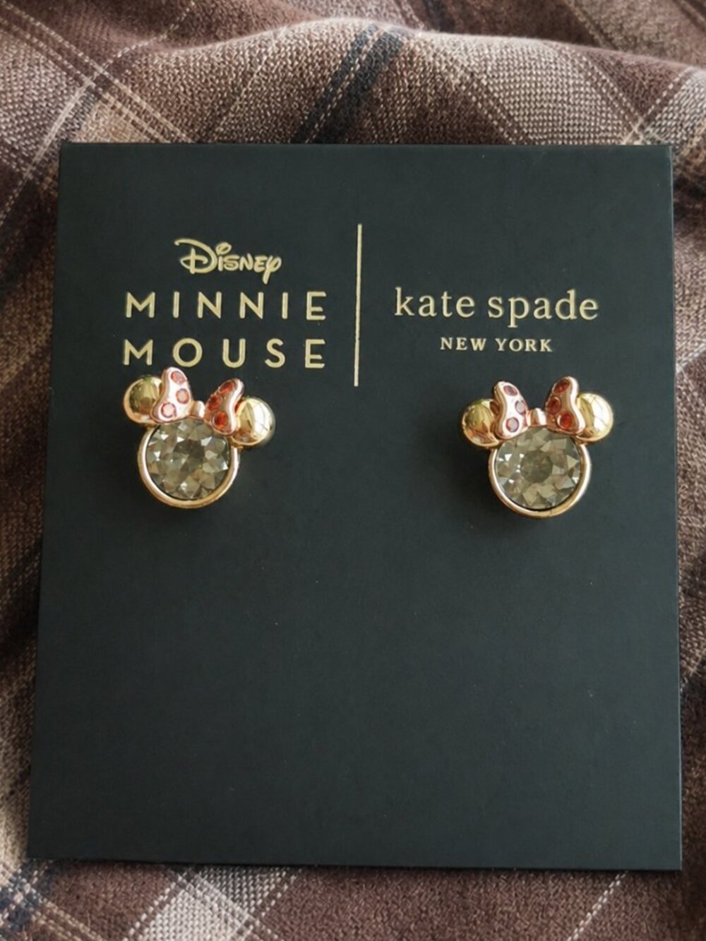 gold crystal mouse bow studs